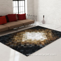 Luxury brown cowhide leather patchwork rug